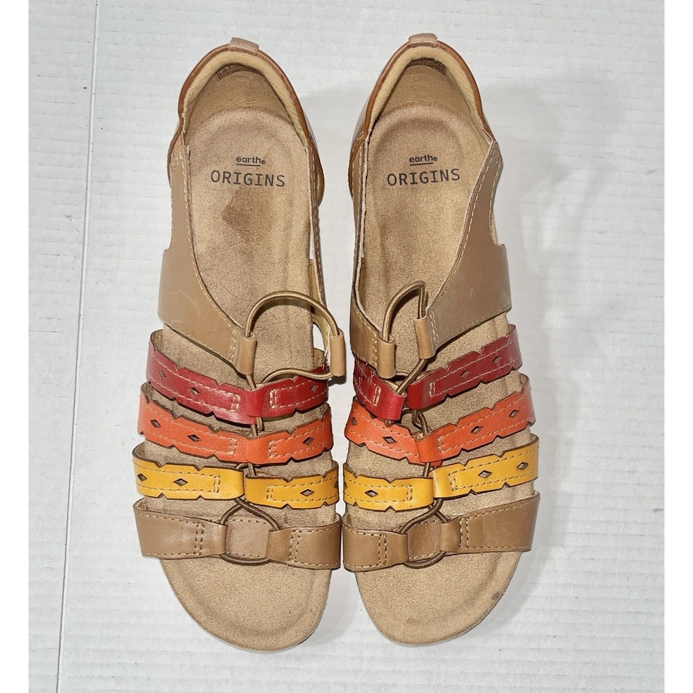 NWOB Earth Origins Leather Gladiator Sandals Womens 9 Multicolor Blakely Alpaca - Picture 3 of 9